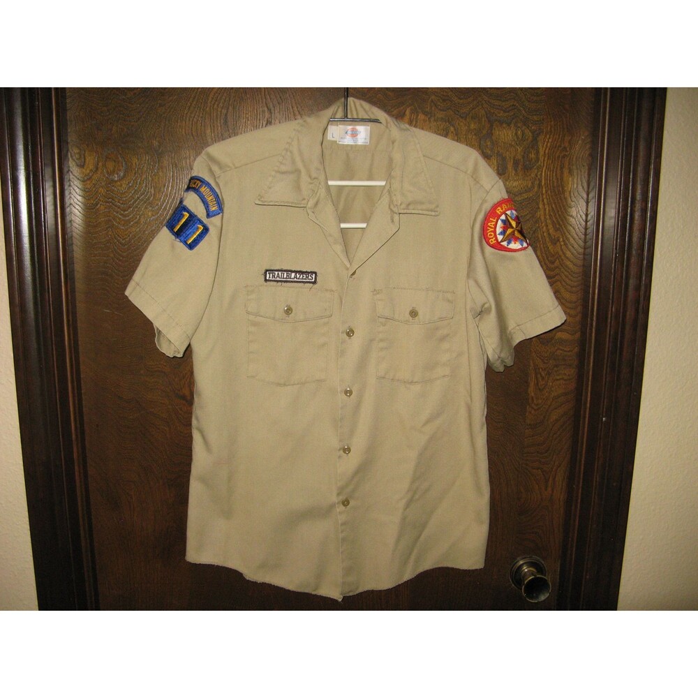 Youth Dickies Trailblazers Royal Rangers Rocky Mountain 111 Scouting Shirt Sz L